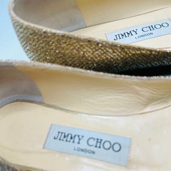 jimmy Choo leather glitter accent flats size 7.5 - Picture 7 of 7